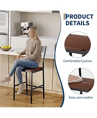 gaomon Modern Counter Height Bar Stools Set of 4, Pu Leather Kitchen Stools with Backrest and Footrest, 24 Inch & 26 Inch