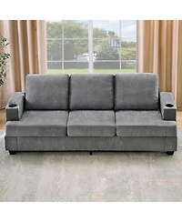 gaomon 89-Inch Modern 3-Seater Sofa Couch with Cup Holders and Side Storage Pockets, Comfy Couches with Deep Seat for Living Room Apartment Lounge