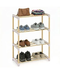 Slickblue Wooden Shoe Storage Rack with 4 Open Slatted Shelves for Footwear