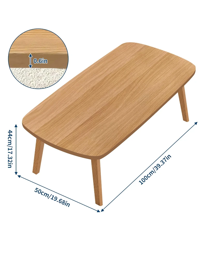 gaomon Wooden Folding Coffee Table with Legs No Assembly, Small Spaces Tatami Foldable Table, Large Floor Desk