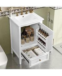 Busdays 20 Inch Bathroom Vanity with Sink Door with Shelf Storage Adjustable Foot Pads and Drawer