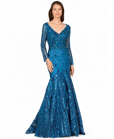Lara Women's Mermaid Long Sleeve Gown