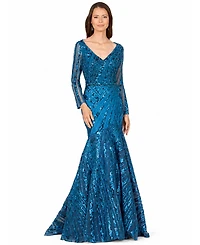 Lara Women's Mermaid Long Sleeve Gown