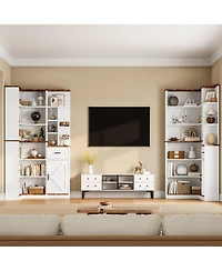 gaomon 74'' Tall Corner Bookshelf 6-Tier Book Shelf with Drawer and Cabinets, l-Shaped Bookcase Open Storage Shelves Modern Display Shelf for Home