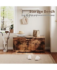 homfan Storage Bench, 39 Inch Wood Lift Top Entryway Organizer Chest with Slow Close Hinges, Coffee Table for Living Room