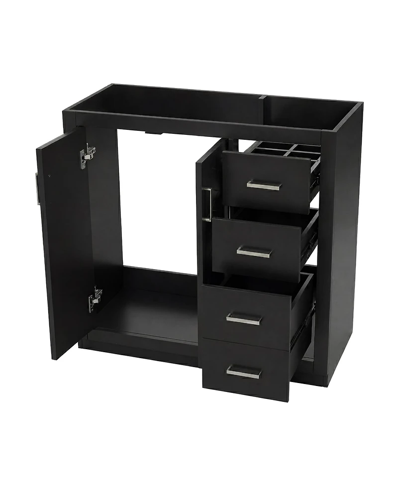 Busdays 36Inch Bathroom Vanity without Top Sink Solid Wood Frame Freestanding Storage Cabinet with 3 Drawers and Soft Closing Doors Basin Not Included