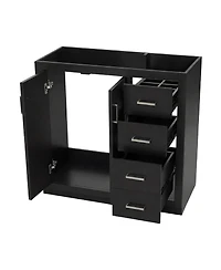 Busdays 36Inch Bathroom Vanity without Top Sink Solid Wood Frame Freestanding Storage Cabinet with 3 Drawers and Soft Closing Doors Basin Not Included