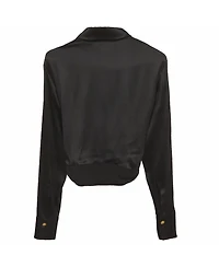 Pre-Owned Versace Women's Draped Stretch-Silk Cropped Shirt