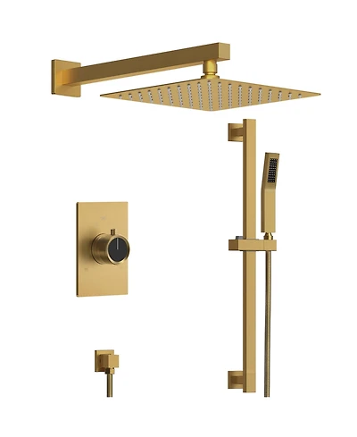 Everstein Pressure Balanced Complete Shower System 10" Rain Head with Handheld Spray Slide Bar Brushed