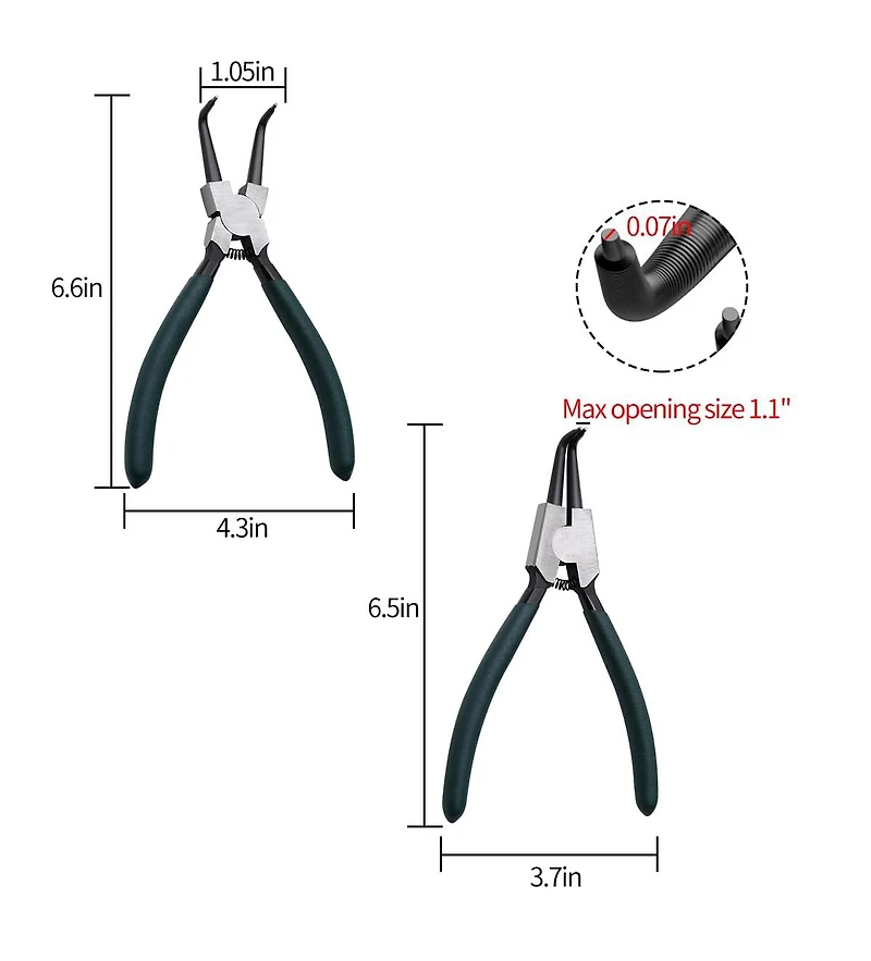 Xdovet Snap Ring Pliers Set Internal External Circlip Bent Jaw