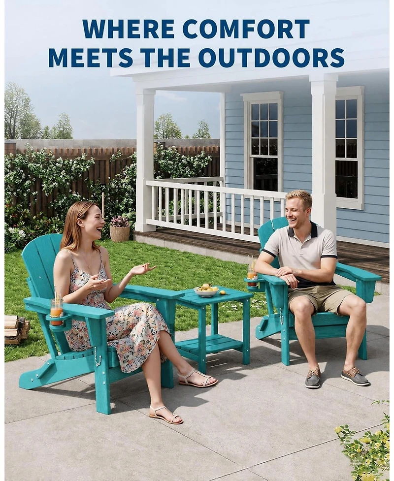gaomon Hdpe Outdoor Patio Chair, Folding Adirondack Chair Set of 2 for patios, Decks, Gardens, fire Pit, Lake