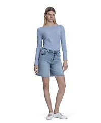 Vervet Women's High Rise Raw Hem Denim Shorts