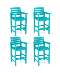 Gymax Patio Adirondack Bar Chairs Set of 4 with Wide Armrests and Footrest Backrest