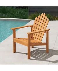 Gymax 2 Piece Stackable Adirondack Chairs Acacia Wood Chairs with Slatted Backrests and Seats
