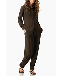 Ivonne Women's Structured Military Inspired Shirt Jacket