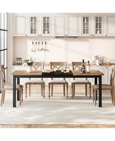 gaomon 78.7" Dining Table for 6-8, Industrial Farmhouse Kitchen Table with Metal Legs
