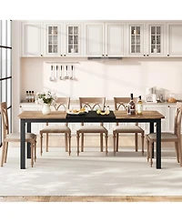 gaomon 78.7" Dining Table for 6-8, Industrial Farmhouse Kitchen Table with Metal Legs