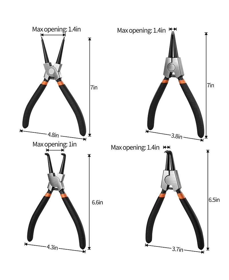 Xdovet Snap Ring Pliers Set Internal External Circlip Straight Bent Jaw