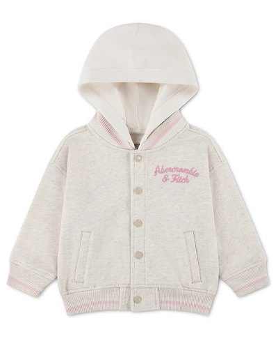 abercrombie kids Toddler Girls' 2T-5T Logo Varsity Fleece Bomber Jacket