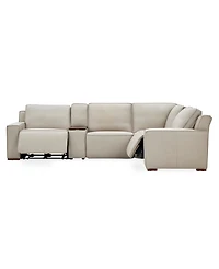 Aspen 2PM 5-Piece Leather Sectional Sofa Set (Laf Recliner, Raf Armless Chair, Console, Corner), Macy's Exclusive