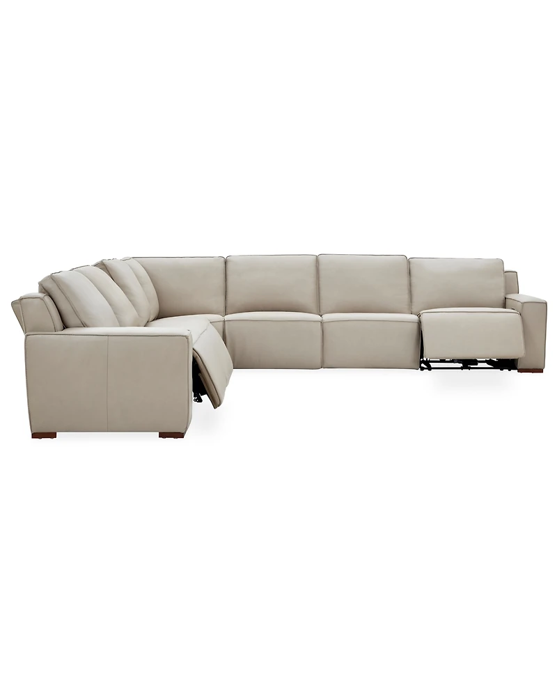 Aspen 3 Pm 5-Piece Leather L Sectional Sofa Set (Laf Recliner, Raf 2 Power Armless Chair, Corner), Macy's Exclusive
