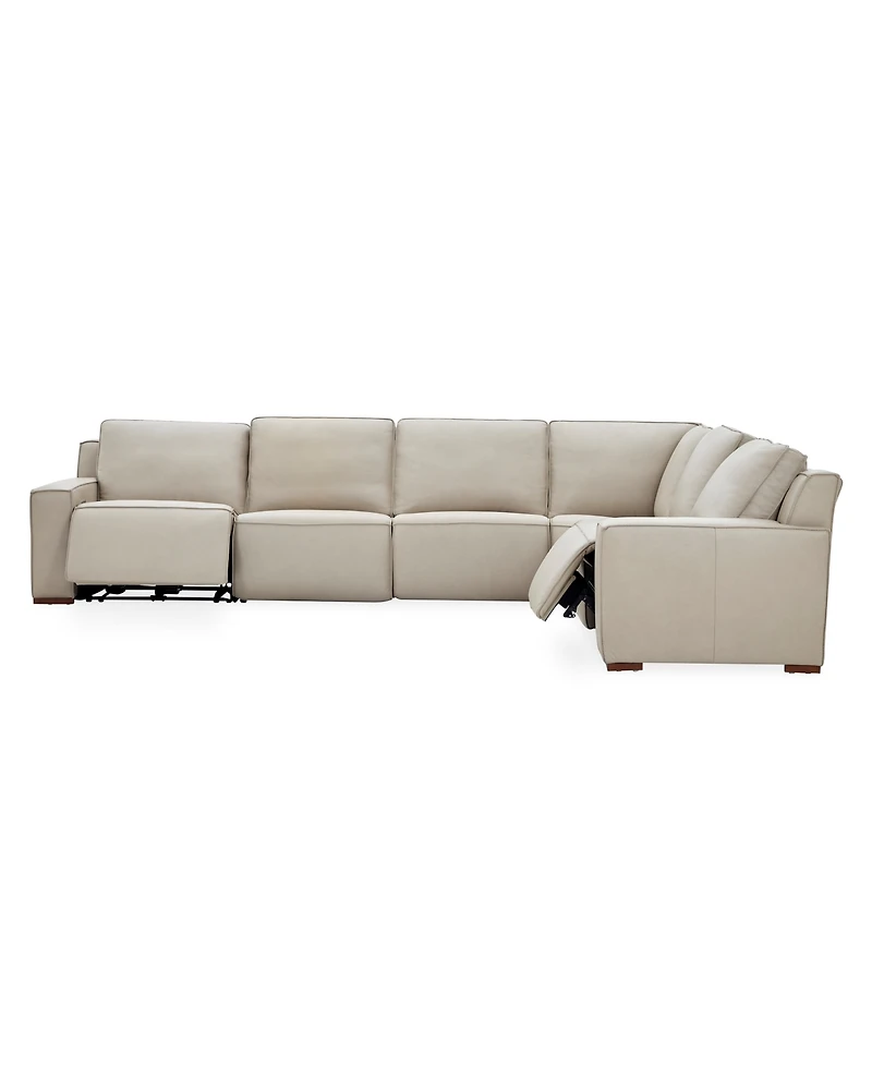 Aspen 2 Pm 6-Piece Leather Sectional Sofa Set (Laf Recliner, Raf Armless Chair, Corner), Macy's Exclusive