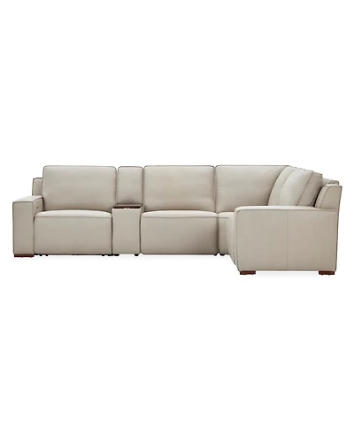 Aspen 3PM 5-Piece Leather Sectional Sofa Set (Laf Recliner, Raf Armless Console, Corner), Macy's Exclusive