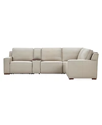 Aspen 3PM 5-Piece Leather Sectional Sofa Set (Laf Recliner, Raf Armless Console, Corner), Macy's Exclusive