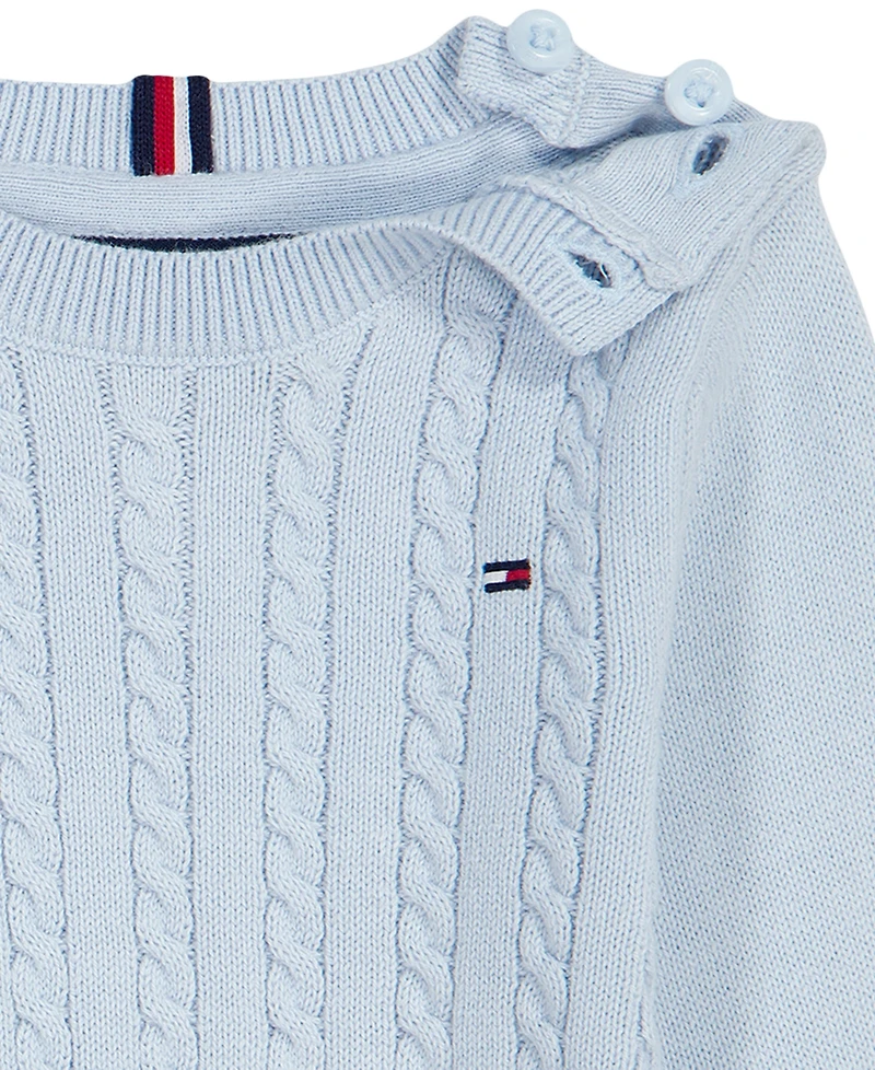 Tommy Hilfiger Baby Boys' Cable-Knit Long-Sleeve Coverall and Hat