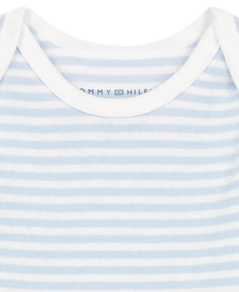 Tommy Hilfiger Baby Boys' Logo and Stripe Print Short-Sleeve Bodysuits, 4-Pack