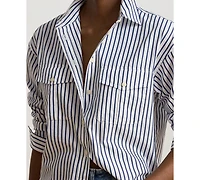 Lauren Ralph Women's Striped Collared Shirt