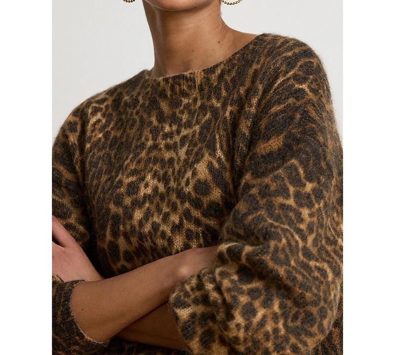 Lauren Ralph Women's Ocelot-Print Crewneck Sweater