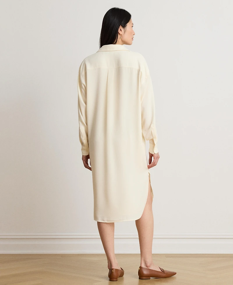 Lauren Ralph Women's Double Faced Georgette Midi Shirt Dress