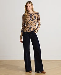 Lauren Ralph Women's Belting-Print Cotton-Modal Sweater