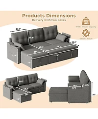 gaomon Sofa Bed, Sleeper Sofa with Storage, Pull Out Couch, Modern L Shaped Sectional Sofa with Pullout Bed, Reversible for Living Room