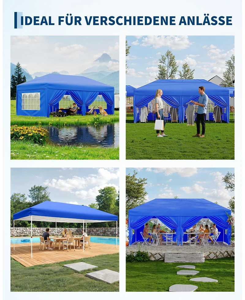 gaomon 1020 ft Waterproof Height Gazebo with 6 Removable Sidewalls, Folding Gazebo for Patio, Camping, Market and Party