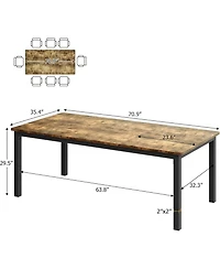 gaomon 70.8" Industrial Dining Table for 6-8 with Metal Legs and Load Bars