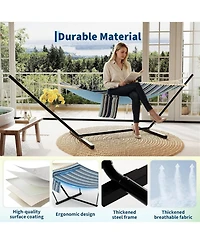 gaomon Outdoor Double Hammock with Heavy Duty Adjustable Steel Stand