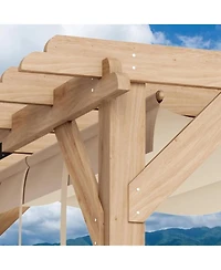 gaomon 10x10 Feet Cedar Wood Pergola with Retractable Oxford Fabric Roof