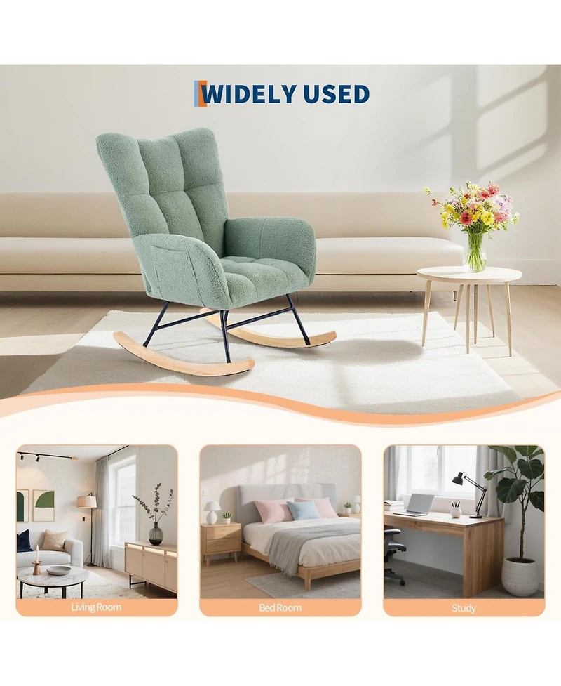gaomon Nursery Rocking Chair with High Back and Cushion, Compact Glider for Bedroom