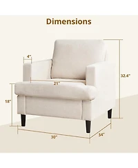 gaomon Mid-Century Accent Chair,Modern Linen Fabric Armchair Comfy Upholstered Reading Accent Chairs with Thick Cushion and Leg