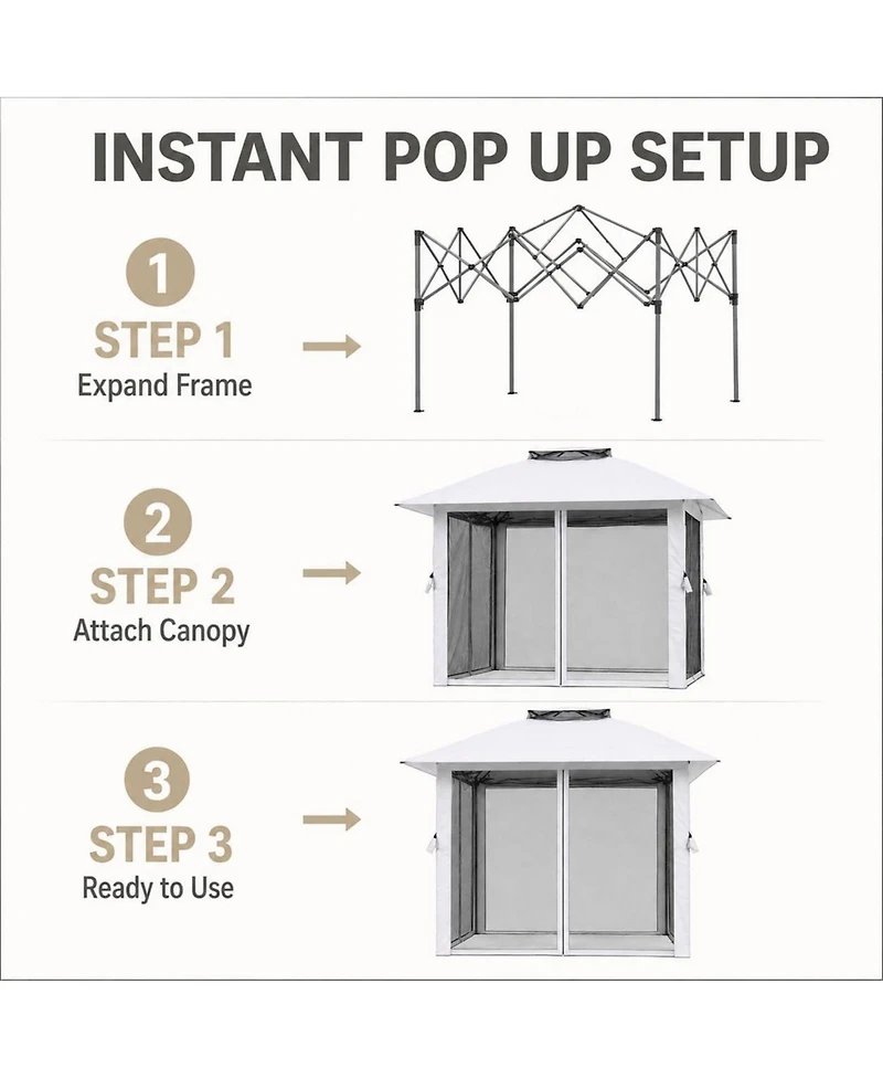 gaomon 10x10 Feet Outdoor Gazebo with Mesh Netting - Metal Frame Patio Canopy, Open Shelter for Garden, Backyard and Patio, 100 Sq Ft