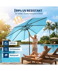 gaomon Outdoor 9Feet Table Market Patio Umbrella with 32 Solar Led Lights for Garden, Deck, Backyard and Pool