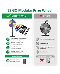 WinSpin 24" Diy Modular Prize Wheel 12 Slots Heavy Duty Dual Use Adjustable Tabletop or Floor Stand Trade Show