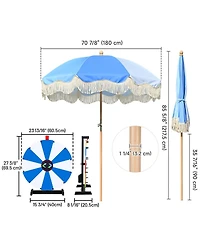WinSpin 24" Modular Prize Wheel Tabletop with Palm Springs Fringe Umbrella for Outdoor Pop-up Shop Craft Booth
