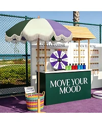 WinSpin 24" Prize Wheel Tabletop with Palm Springs Purple Green Fringe Umbrella for Outdoor Pop-up Shop Craft Booth