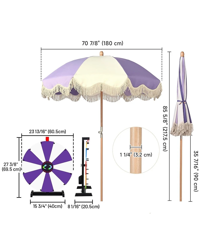 WinSpin 24" Modular Prize Wheel Tabletop with Palm Springs Purple Patio Umbrella for Outdoor Pop-up Shop Craft Booth