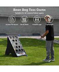 WinSpin Bean Bag Toss Set 41x25" Cornhole Board Set include 10 Bean Bags 2 Prize Board for Carnvial Games Outdoor Events