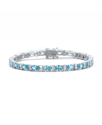 Sterling Silver with Colored Cubic Zirconia Tennis Bracelet White Gold Plated, 14K or 18K Rose Plated
