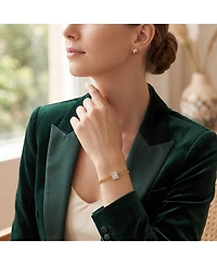14k Gold Plated with Clear Cubic Zirconia Station Bracelet